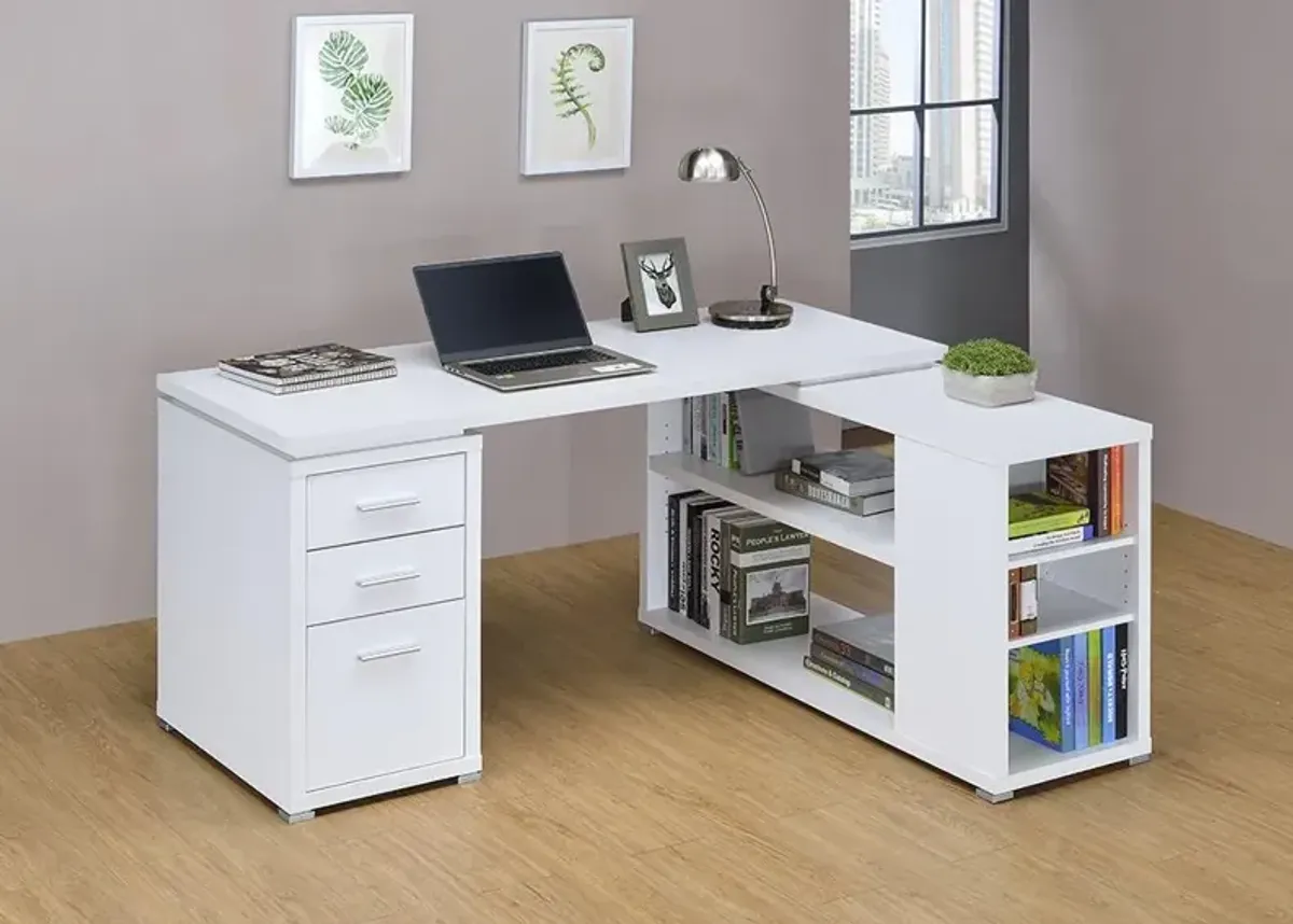 Coaster Yvette 60 Inch 3-Drawer L-Shape Computer Desk White