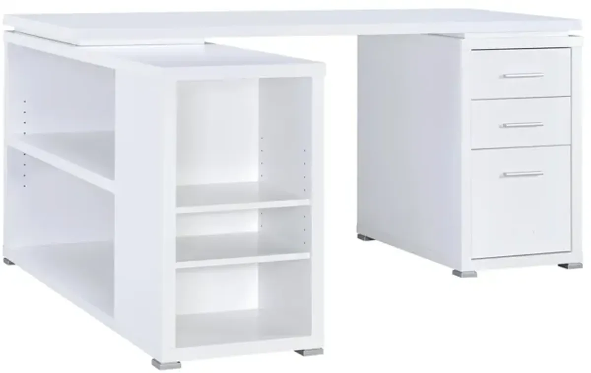 Coaster Yvette 60 Inch 3-Drawer L-Shape Computer Desk White