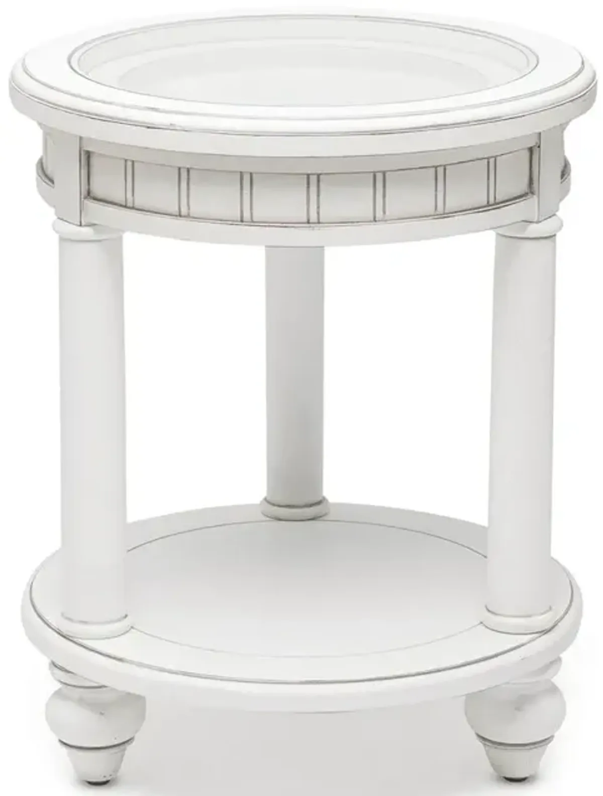 Seawinds Monaco Round End Table Blanc Finish