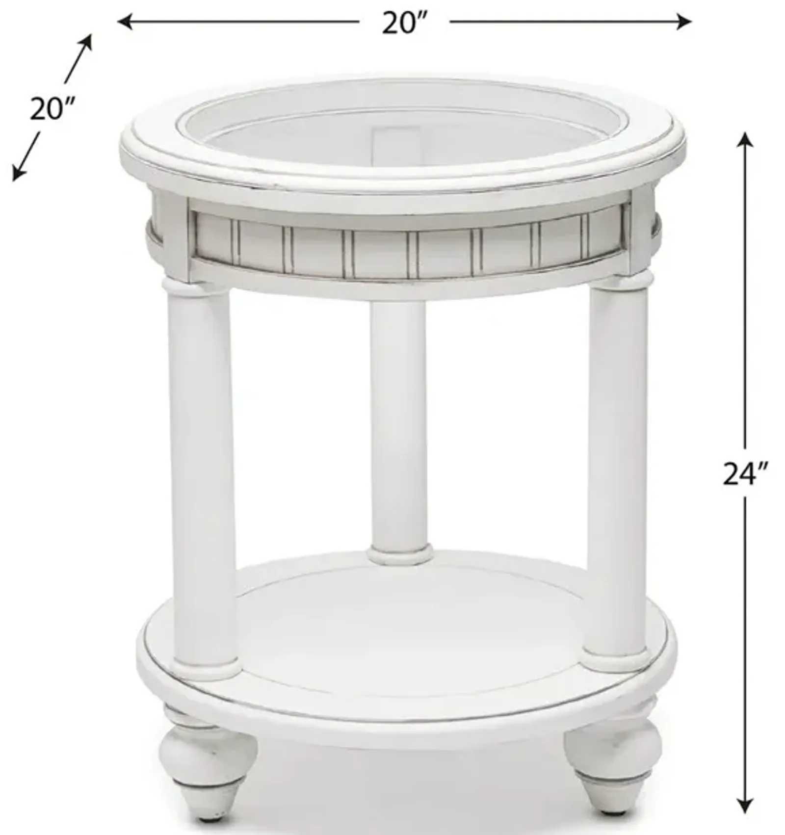 Seawinds Monaco Round End Table Blanc Finish