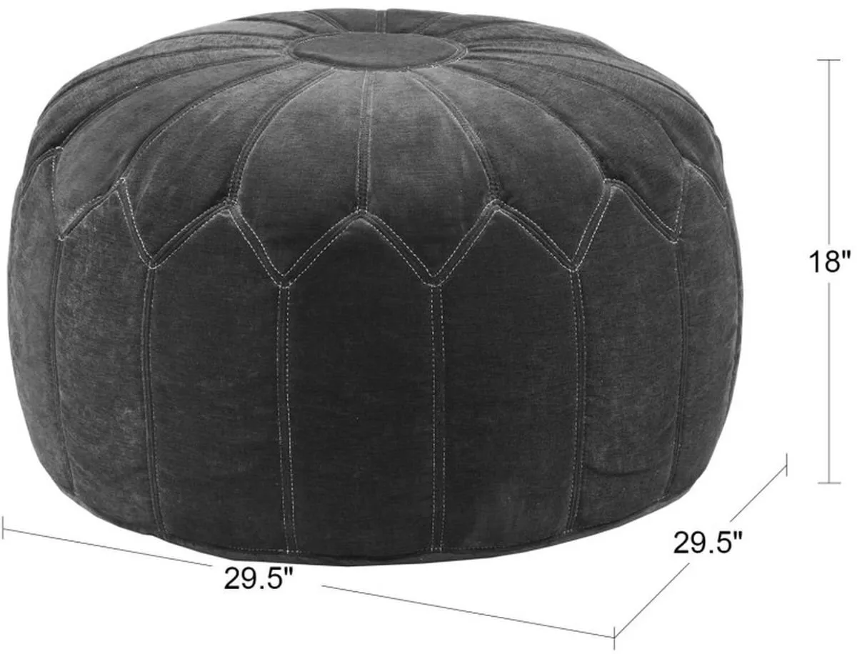 MADISON PARK BLUE KELSEY ROUND POUF OTTOMAN