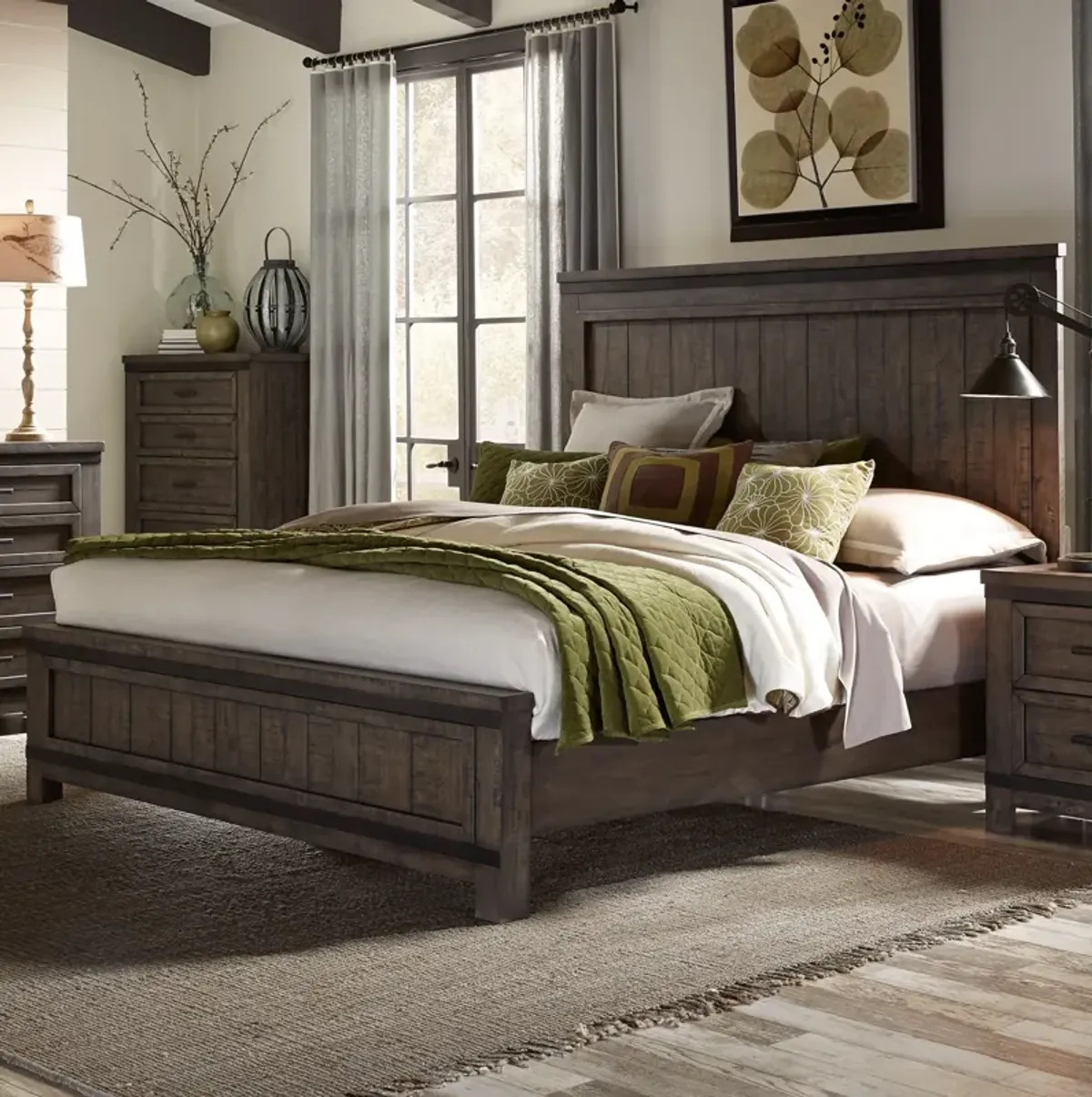 Liberty Furniture Thornwood Hills Rock Beaten Gray Queen Panel Bed