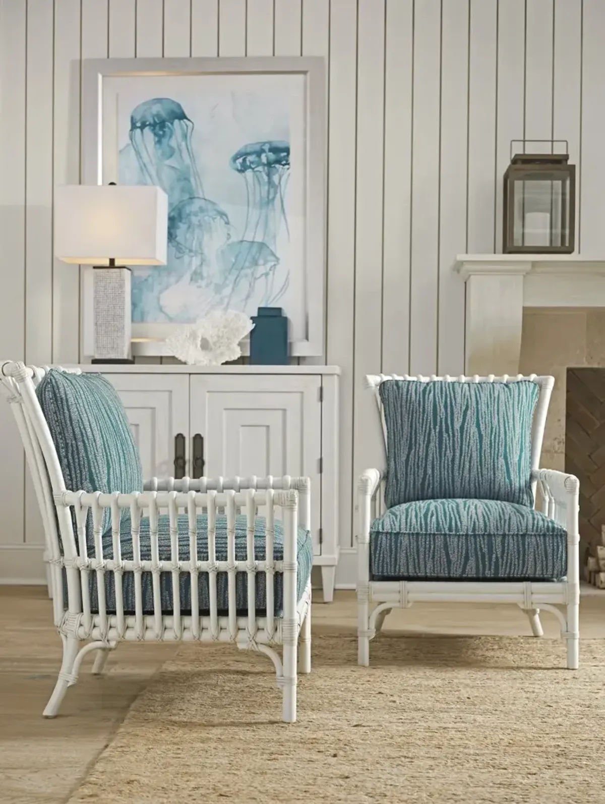 White & Blue Newcastle Chair - Ocean Breeze