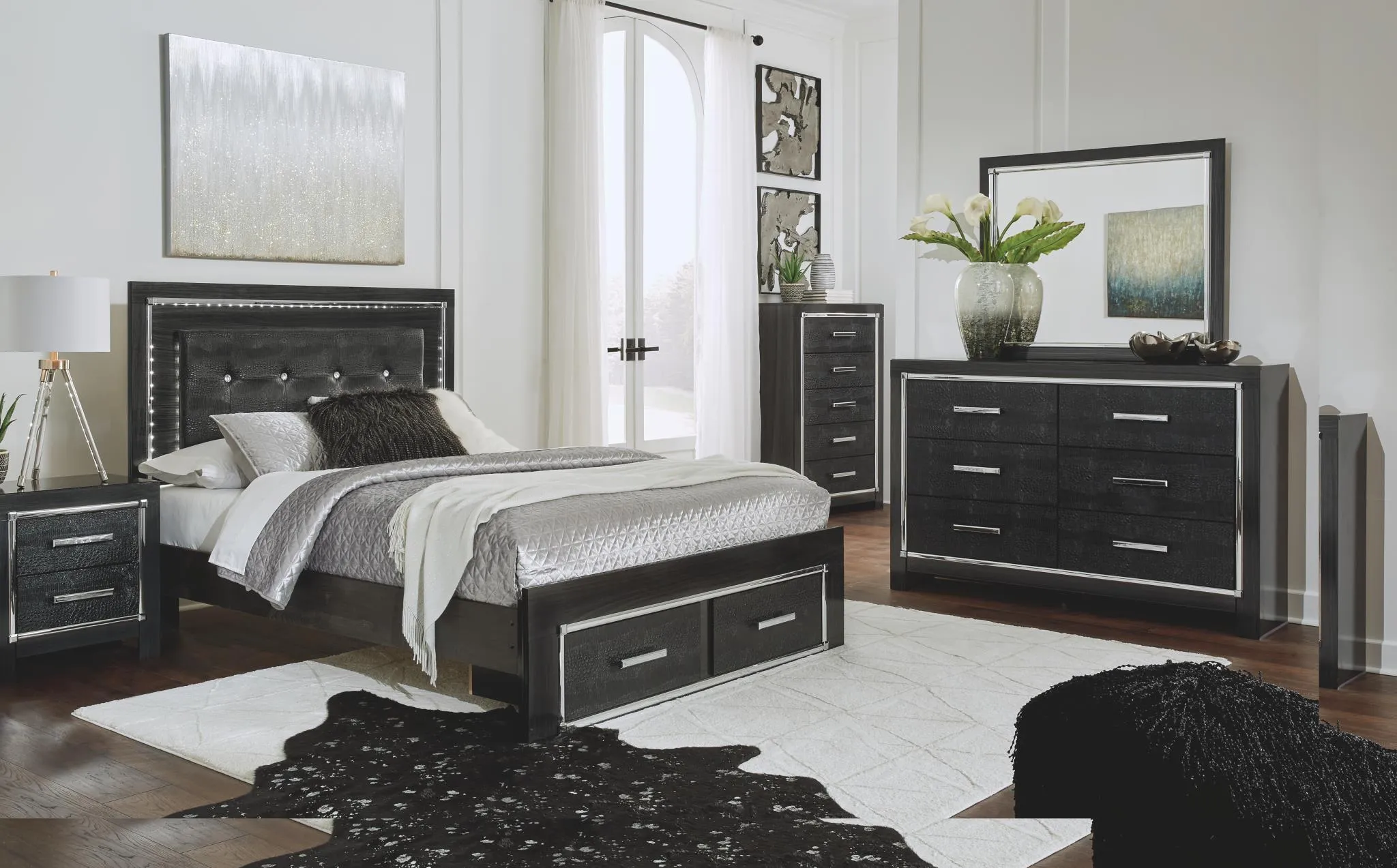 KAYDELL QUEEN PANEL BED WITH STORAGE BLACK SIGNATURE DESIGN