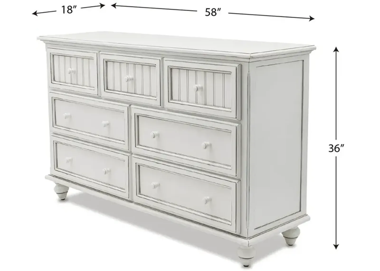 Seawinds Monaco 7-Drawer Dresser Blanc Finish