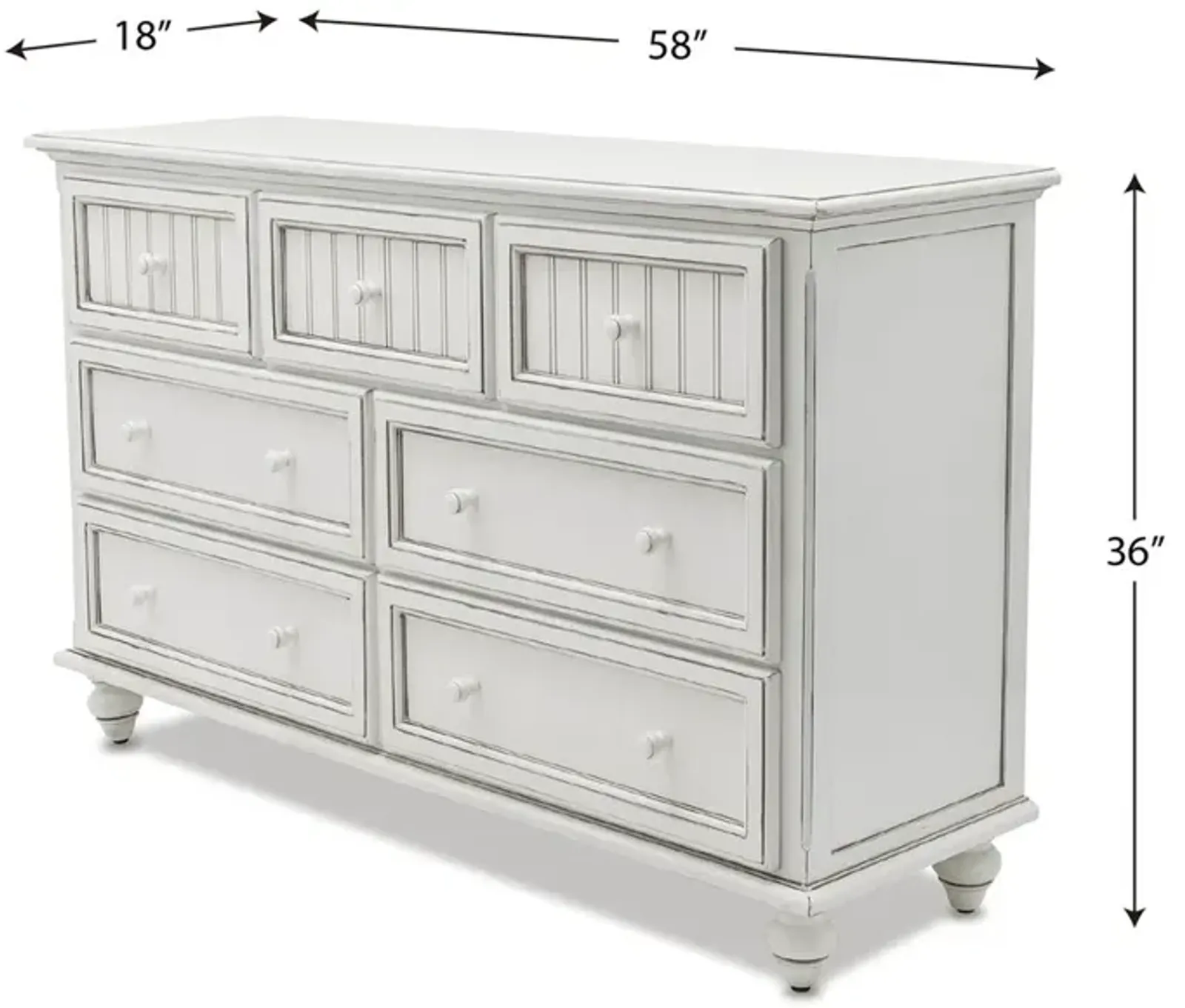 Seawinds Monaco 7-Drawer Dresser Blanc Finish