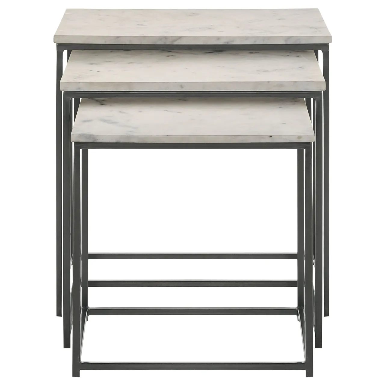 3PC NESTING TABLES WHITE/GUNMETAL