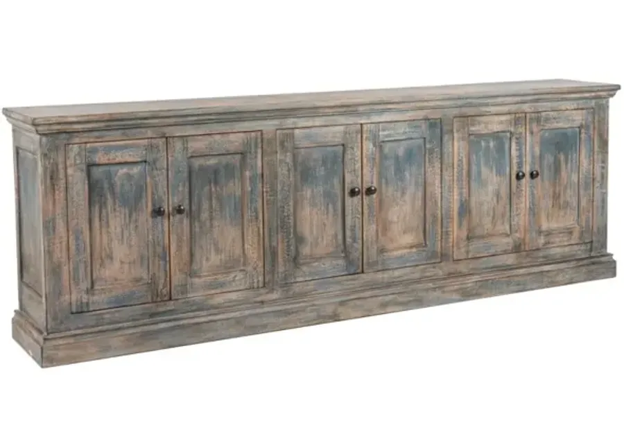 ANTIQUE BLUE MIMI LONG 6-DOOR CABINET