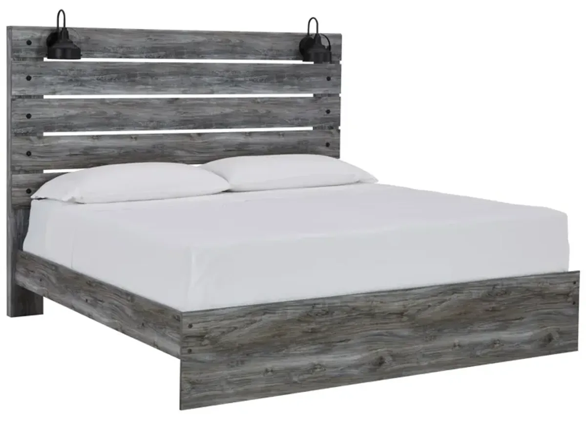 Ashley Baystorm Panel Bed with Sconce Lamps King Gray