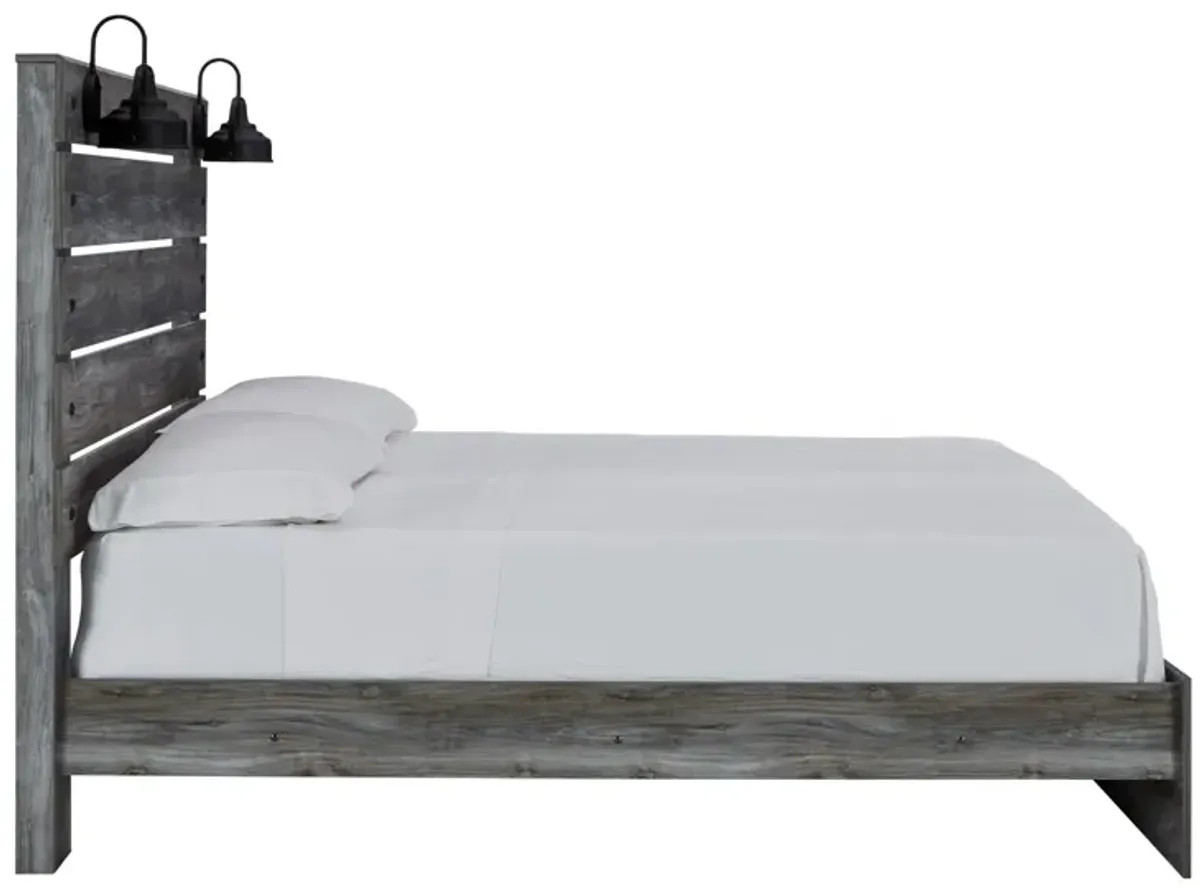 Ashley Baystorm Panel Bed with Sconce Lamps King Gray