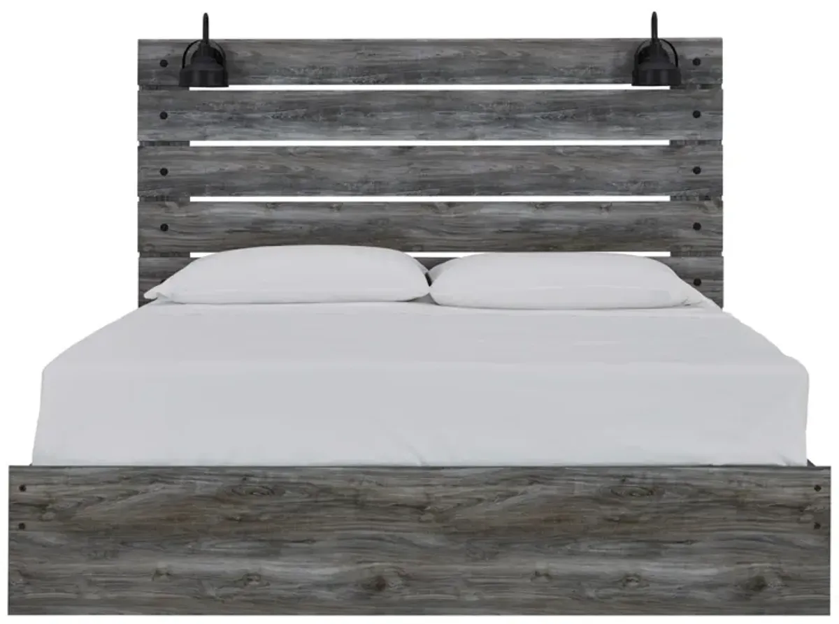 Ashley Baystorm Panel Bed with Sconce Lamps King Gray