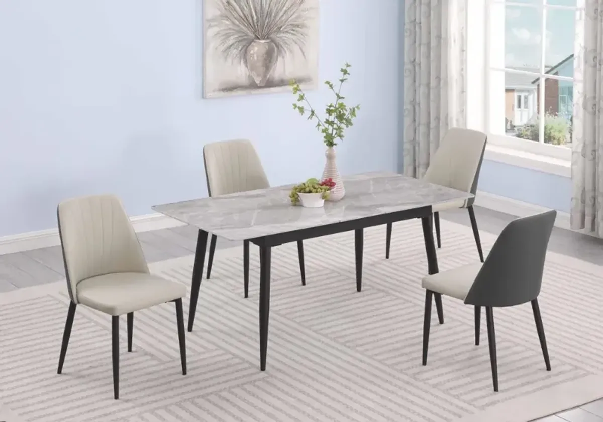Chintaly Judith Contemporary Dining Set with Extendable Table & 2-Tone Chairs