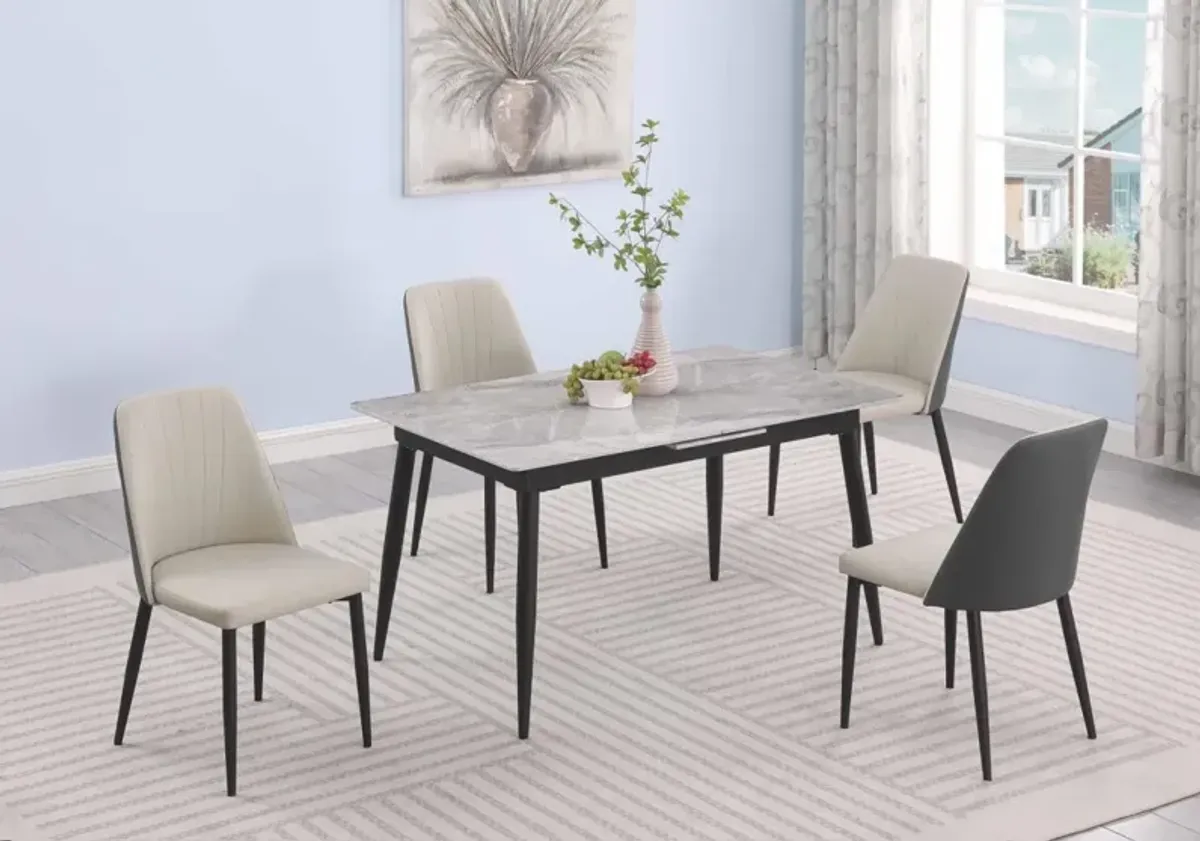 Chintaly Judith Contemporary Dining Set with Extendable Table & 2-Tone Chairs