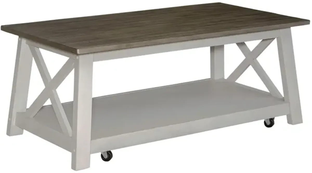 Liberty Furniture Laurel Bluff White/Dust Grey Rectangular Cocktail Table