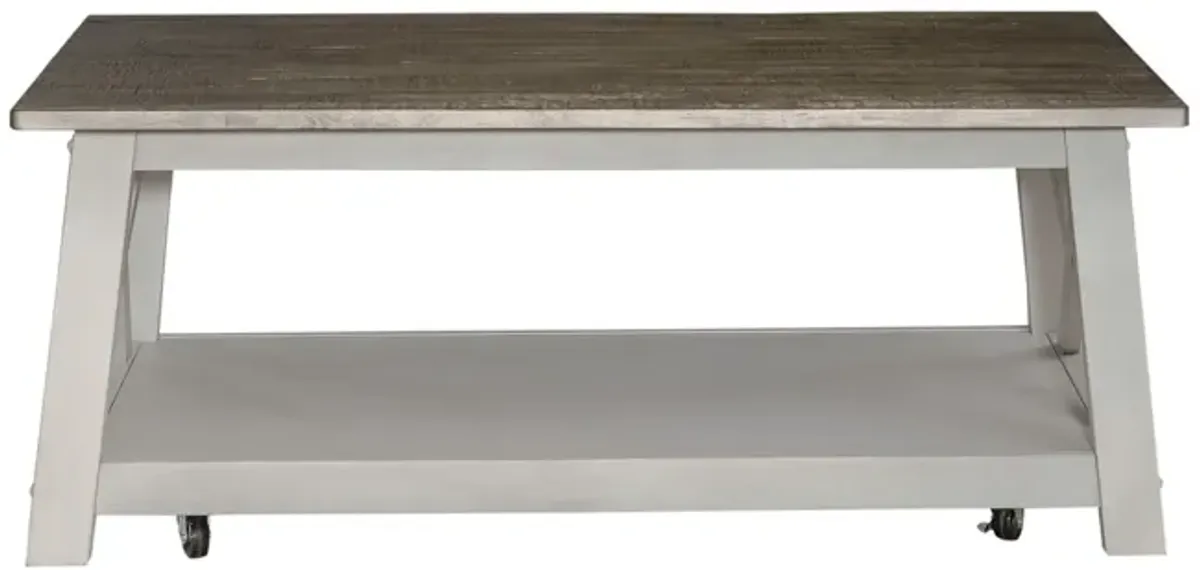 Liberty Furniture Laurel Bluff White/Dust Grey Rectangular Cocktail Table