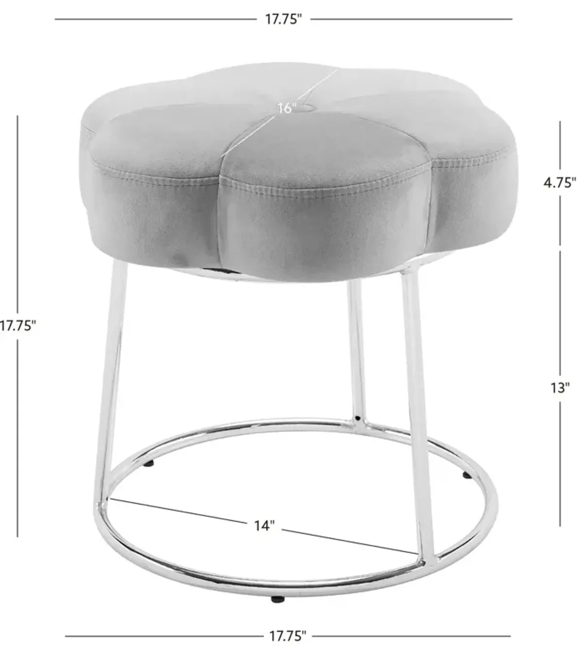 Linon Seraphina Grey Accent Vanity Stool