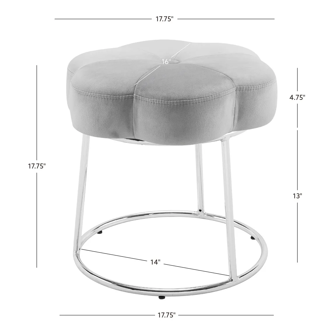 SERAPHINA ACCENT VANITY STOOL - GREY