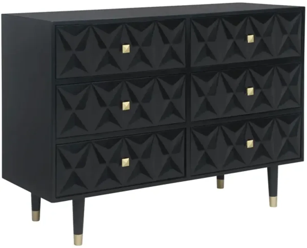 Linon 6-Drawer Geo Texture Dresser Black