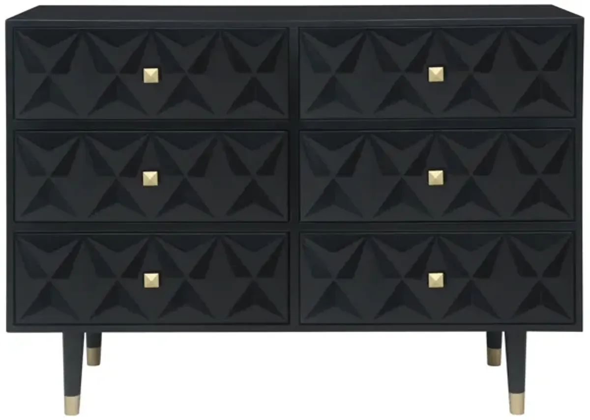 Linon 6-Drawer Geo Texture Dresser Black