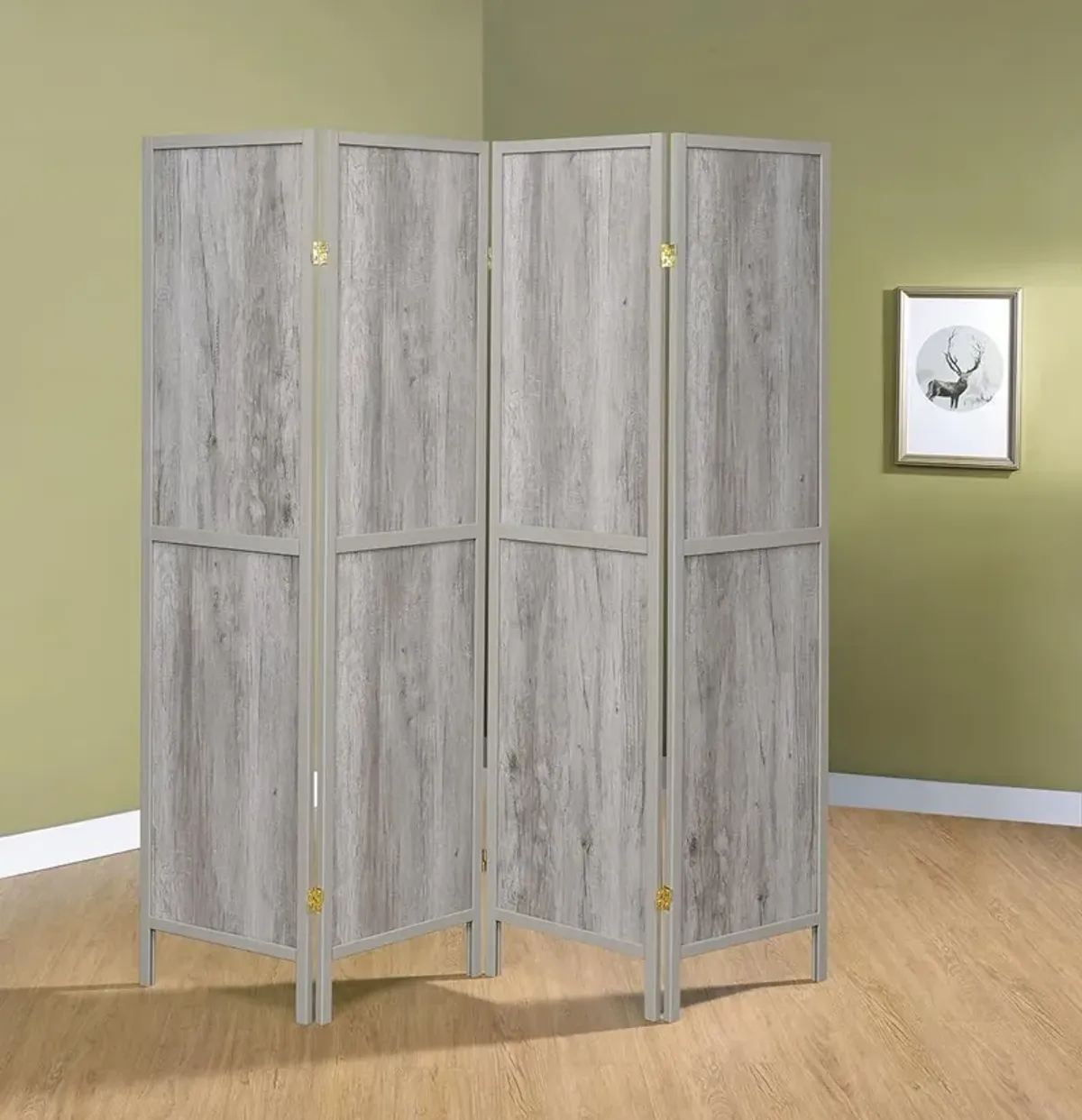 Coaster 4-Panel Room Divider Grey Driftwood/Greydriftwood