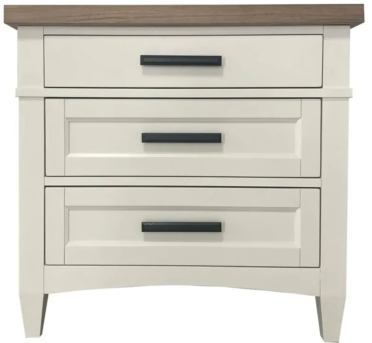 Parker House Americana Modern Cotton 3-Drawer Nightstand with Weathered Natural Top & USB