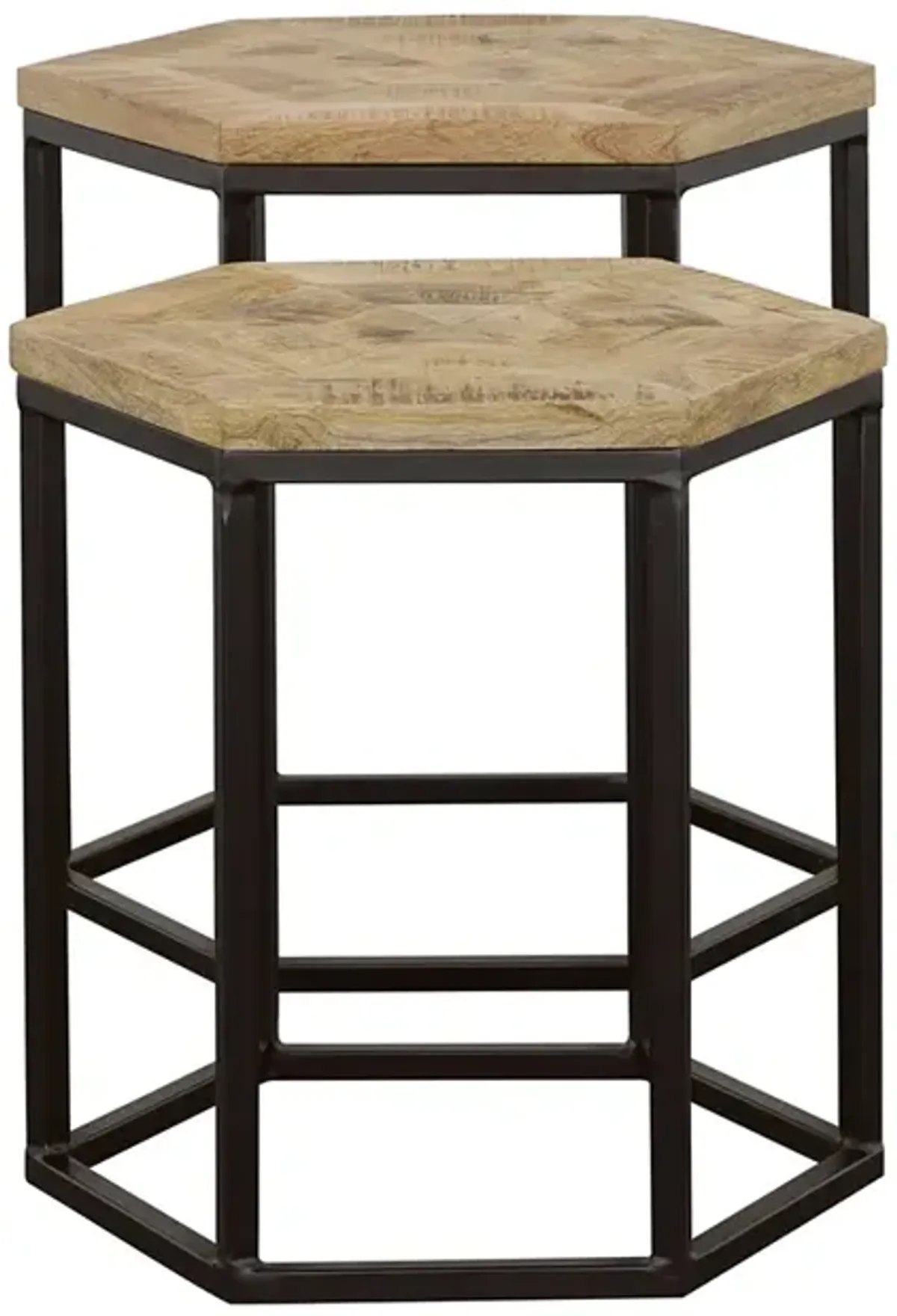 Coaster Adger 2-Piece Hexagonal Nesting Tables Natural & Black