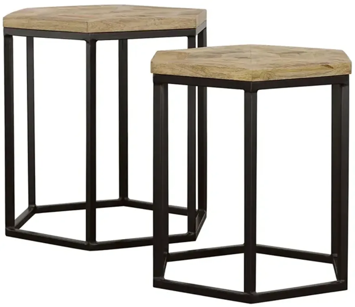 Coaster Adger 2-Piece Hexagonal Nesting Tables Natural & Black