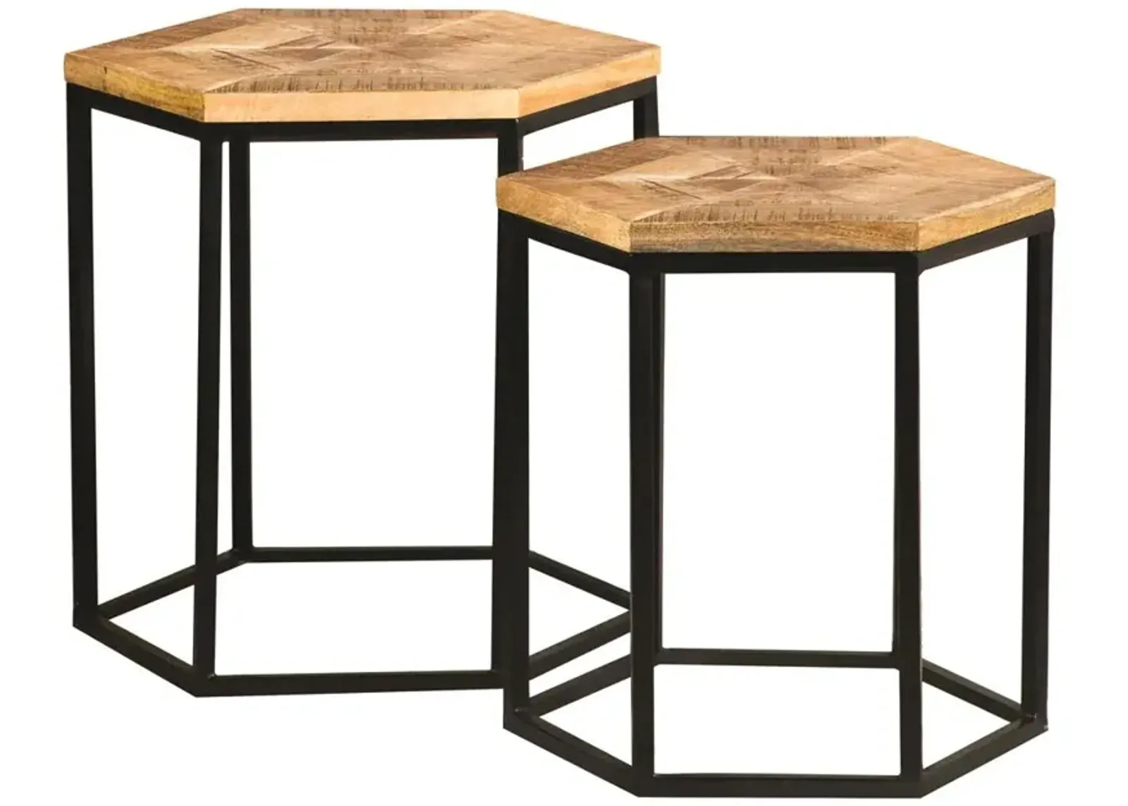 Coaster Adger 2-Piece Hexagonal Nesting Tables Natural & Black