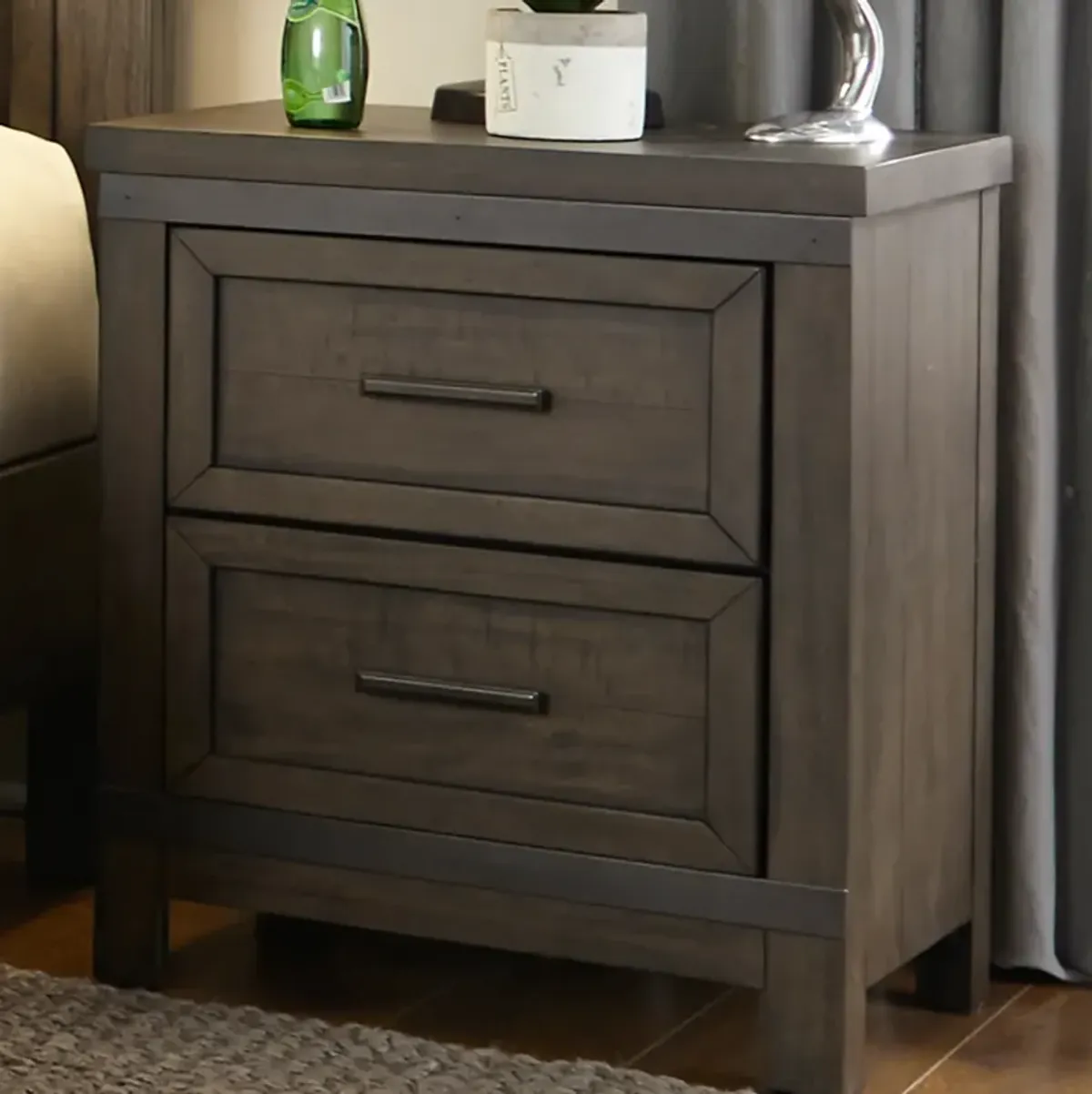 Liberty Furniture Thornwood Hills Rock Beaten Gray Nightstand