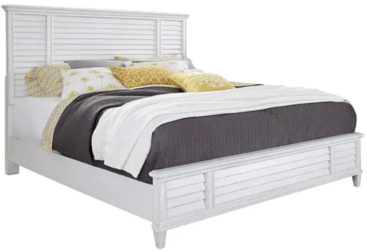 Palmetto Home Cane Bay White Queen Louvered Headboard