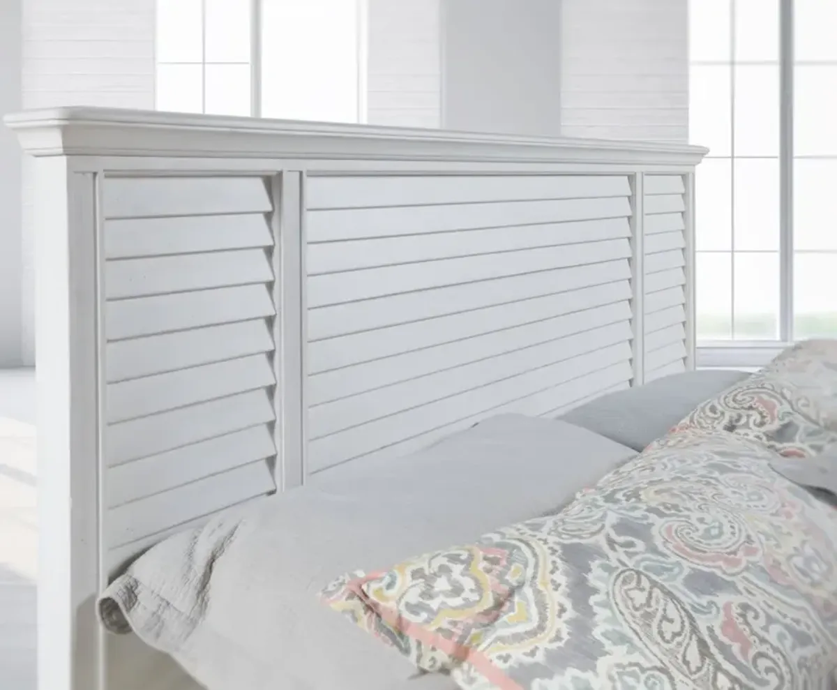 Palmetto Home Cane Bay White Queen Louvered Headboard