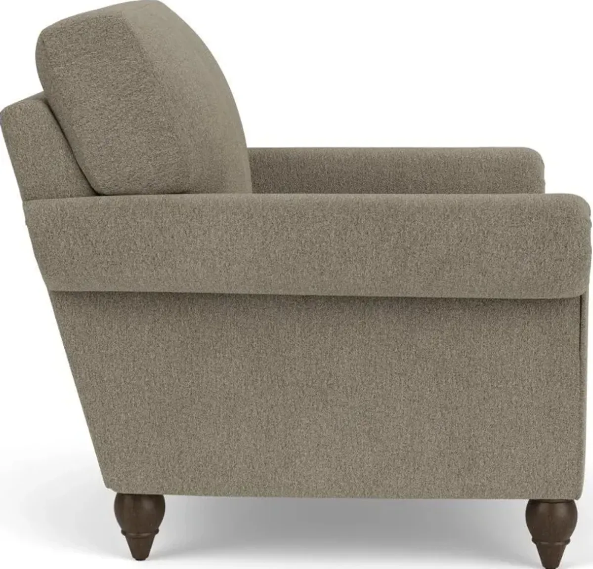 Flexsteel South Haven Gray Dove Rolled Arm Chair with Round Legs