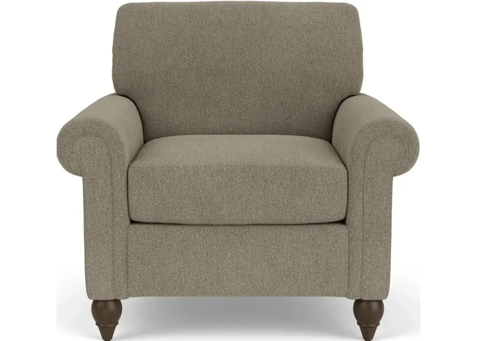 Flexsteel South Haven Gray Dove Rolled Arm Chair with Round Legs