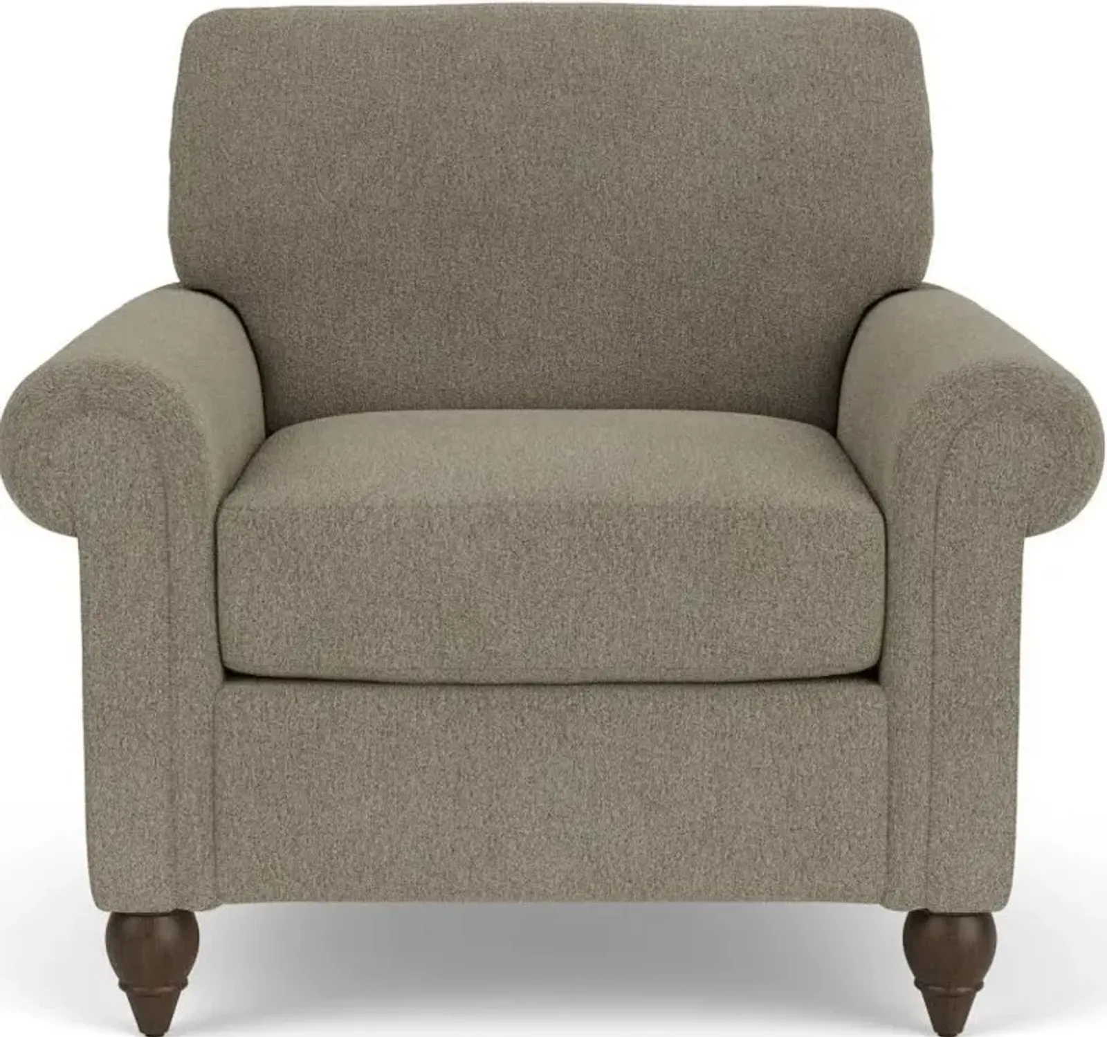 Flexsteel South Haven Gray Dove Rolled Arm Chair with Round Legs