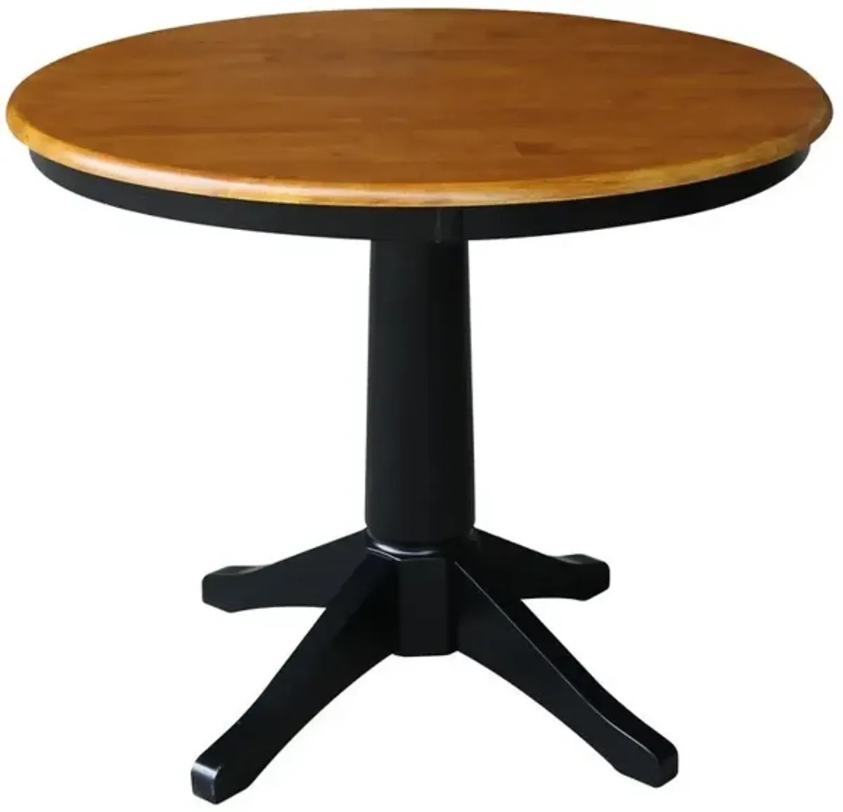 DINING ESSENTIALS 36 INCH ROUND TABLE TOP WITH 30 INCH TRANSITIONAL PEDESTAL BASE IN CHERRY/BLACK
