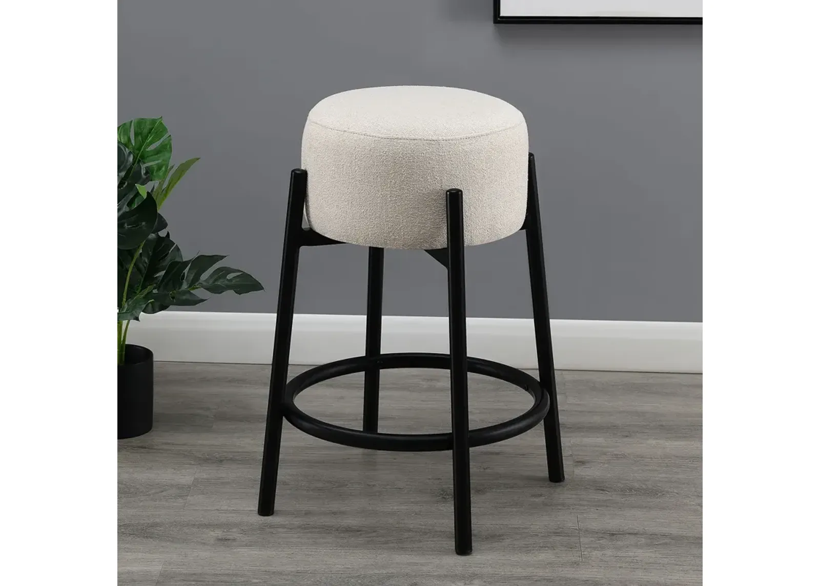 Coaster Leonard Upholstered Backless Counter Stool White