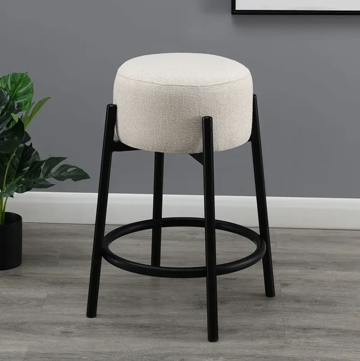 Coaster Leonard Upholstered Backless Counter Stool White