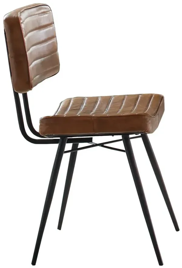 Coaster Misty Leather Upholstered Dining Side Chair Camel