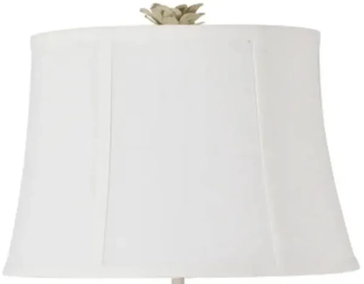 Crestview Pinehurst Tole Distressed White Flowers Table Lamp