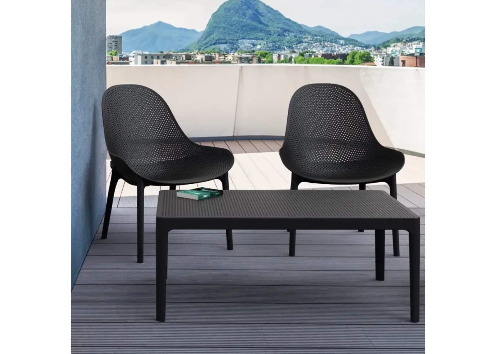 3-Piece Black Outdoor Sky Lounge Patio Set