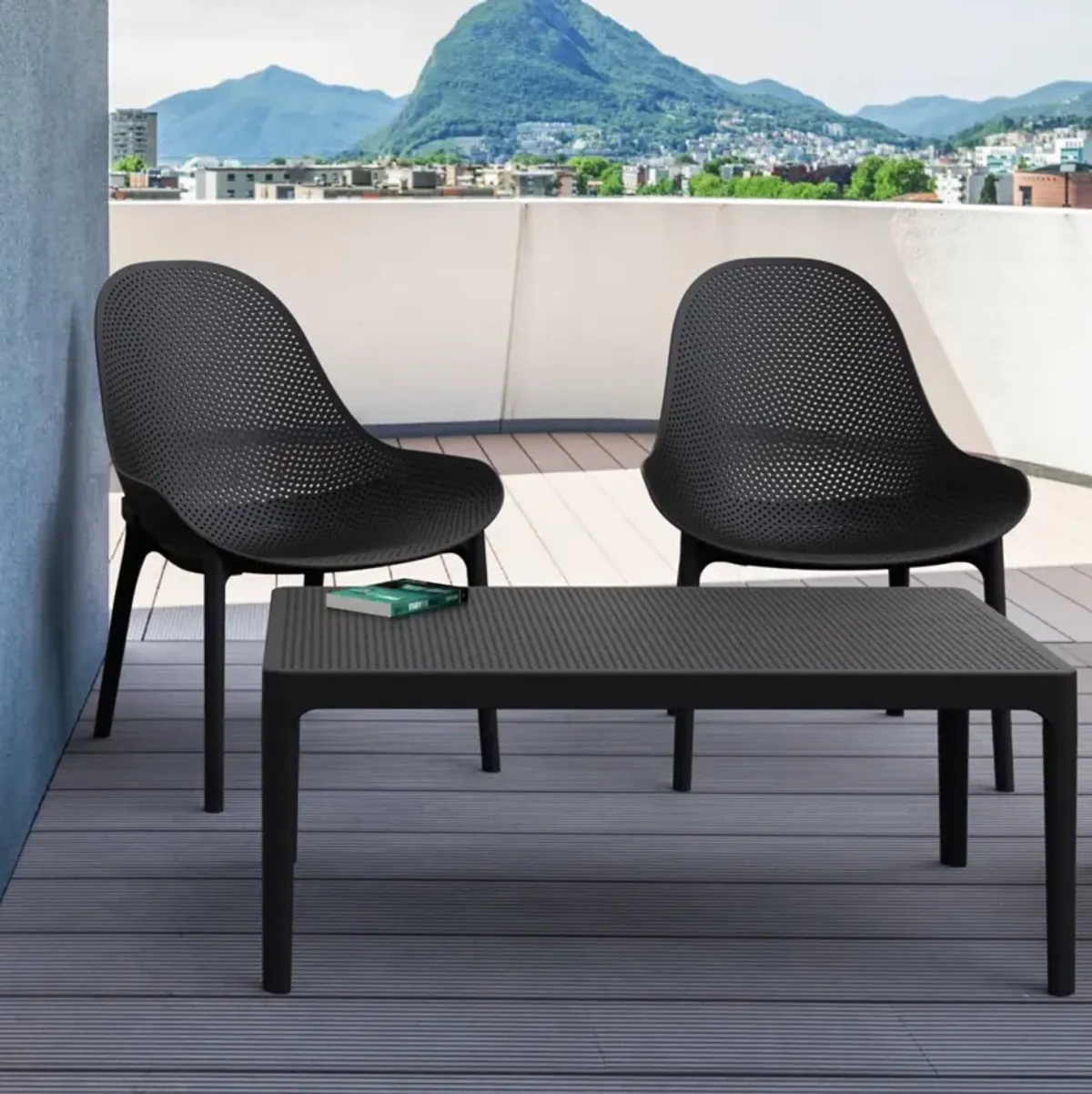 3-Piece Black Outdoor Sky Lounge Patio Set