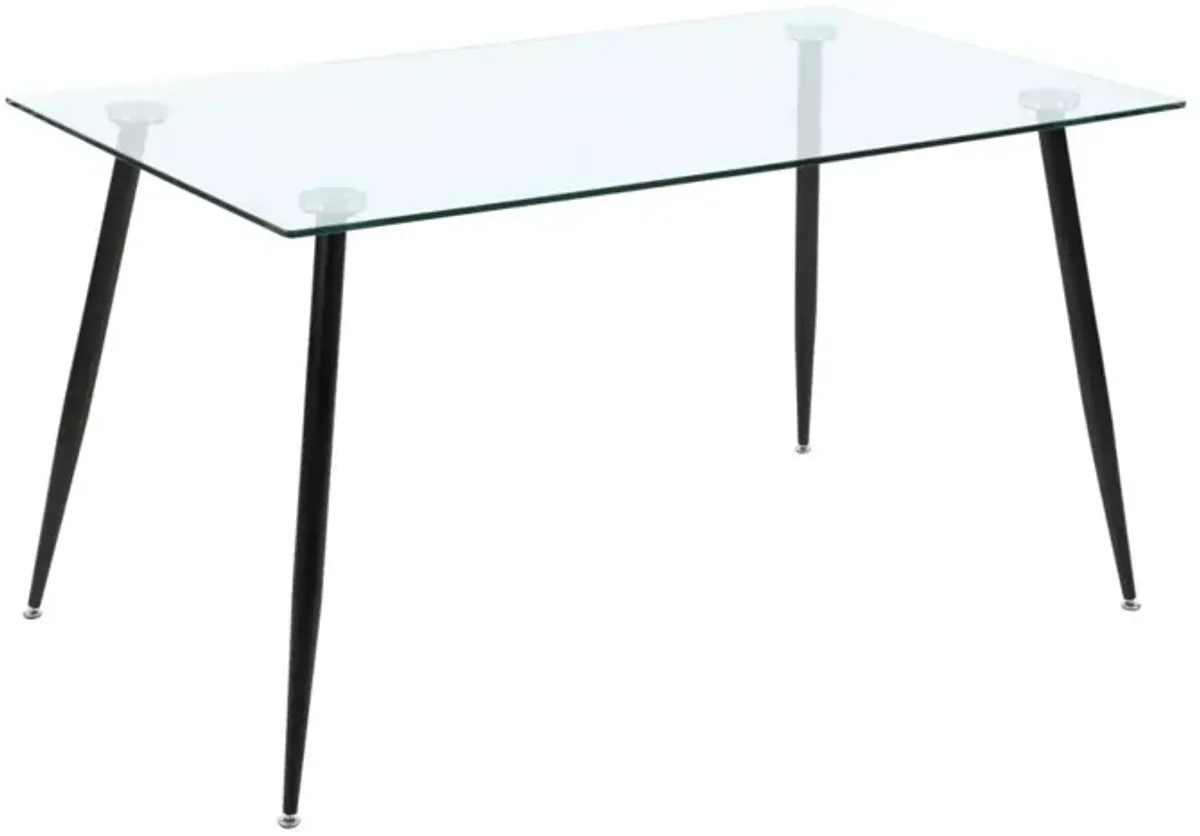 Chintaly Bertha Contemporary Dining Set with Rectangular Glass Table & 4 Chairs
