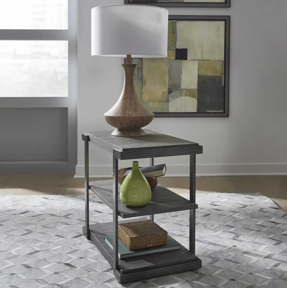 Liberty Furniture Modern View Gauntlet Gray Tiered End Table