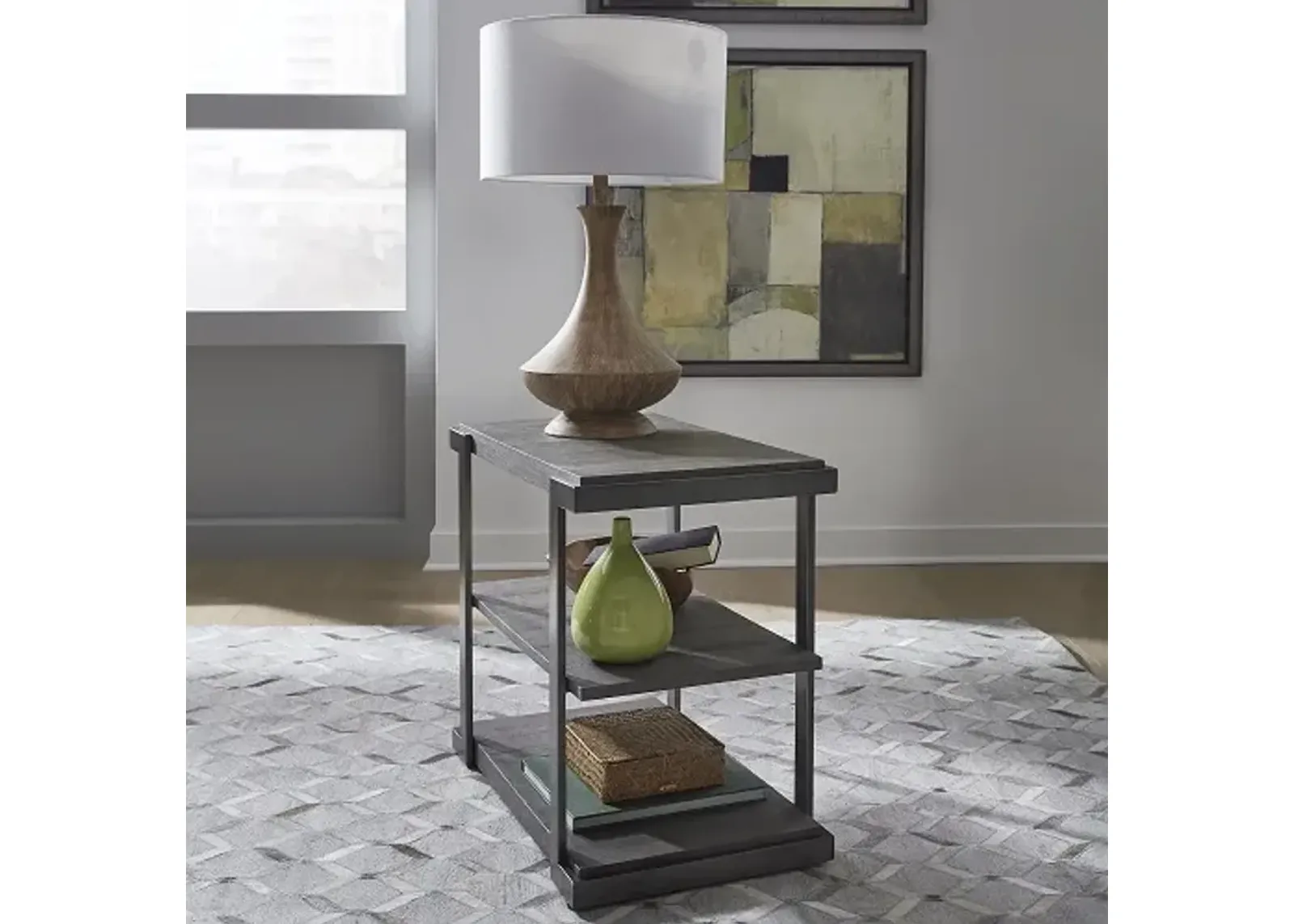 Liberty Furniture Modern View Gauntlet Gray Tiered End Table