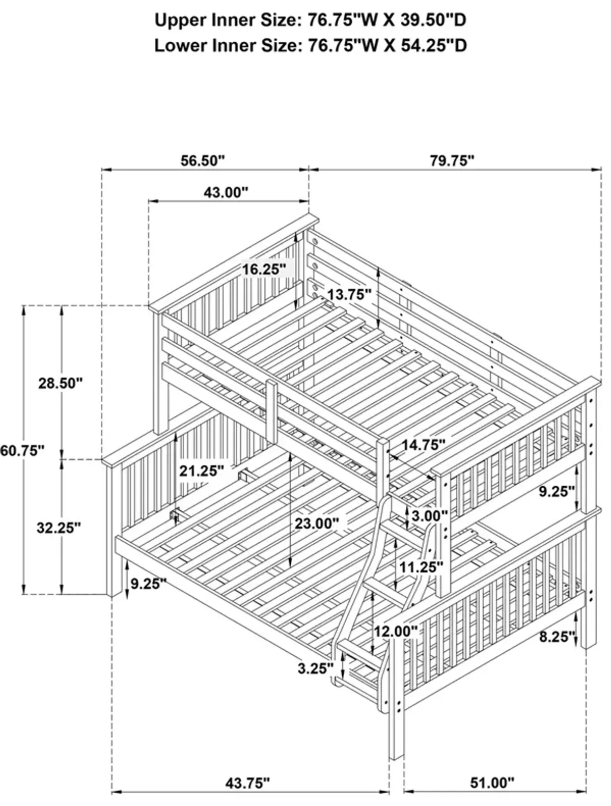 Chapman Wood Twin Over Full Bunk Bed White