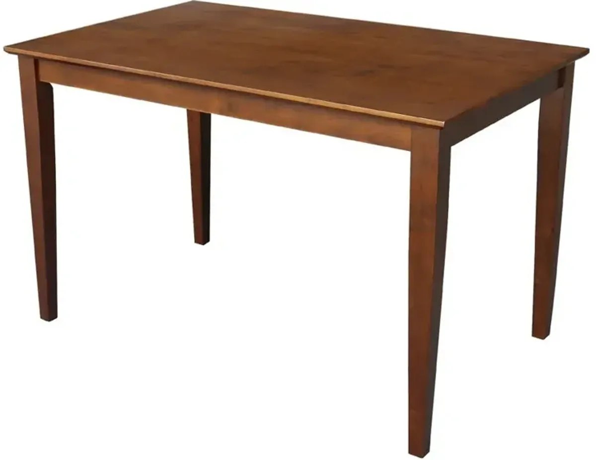 Dining Essentials 30 Inch X 48 Inch Square Table Top with 30 Inch Shaker Legs in Cinnamon/Espresso