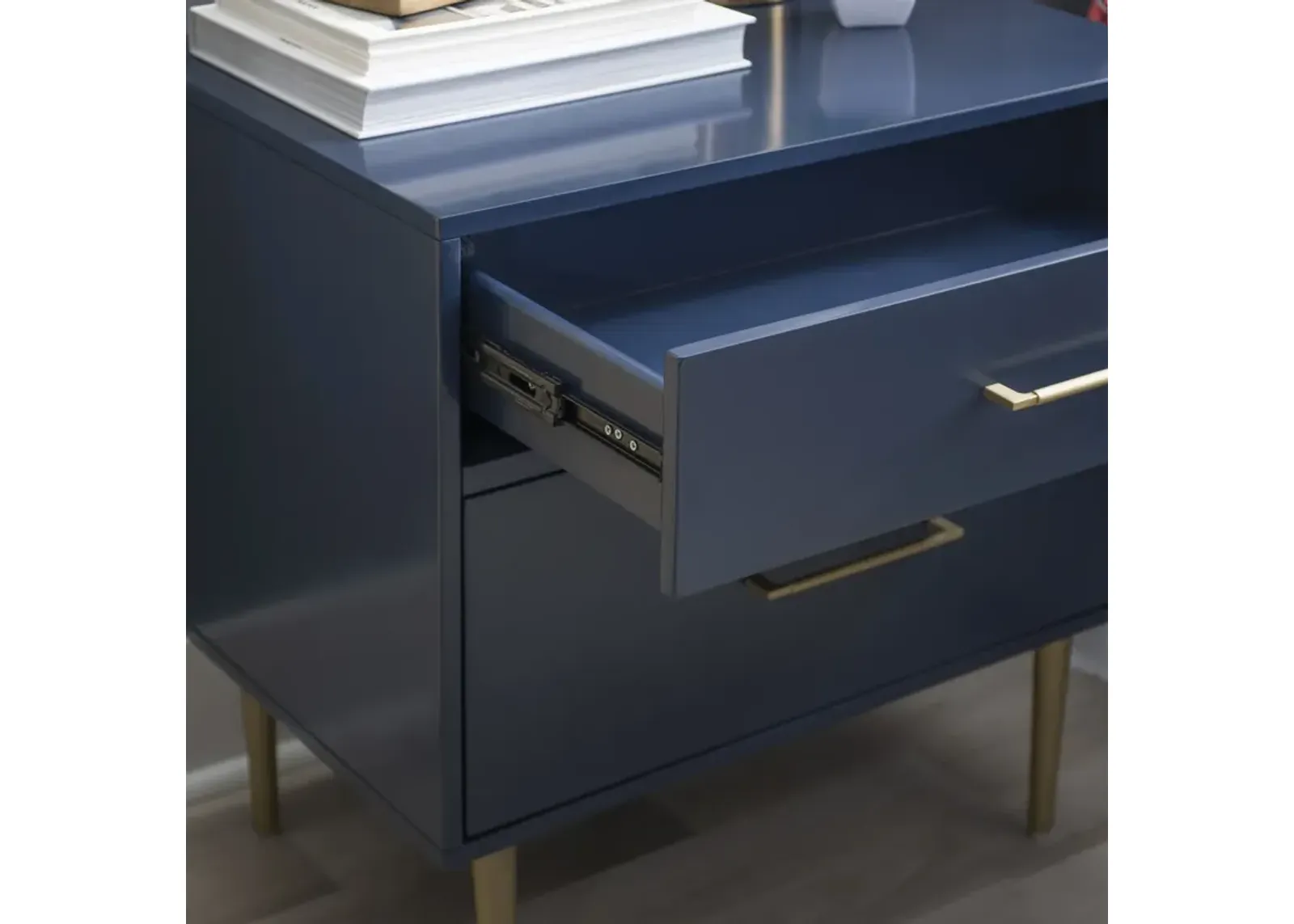 Linon Gloria 2-Drawer Night Stand Navy