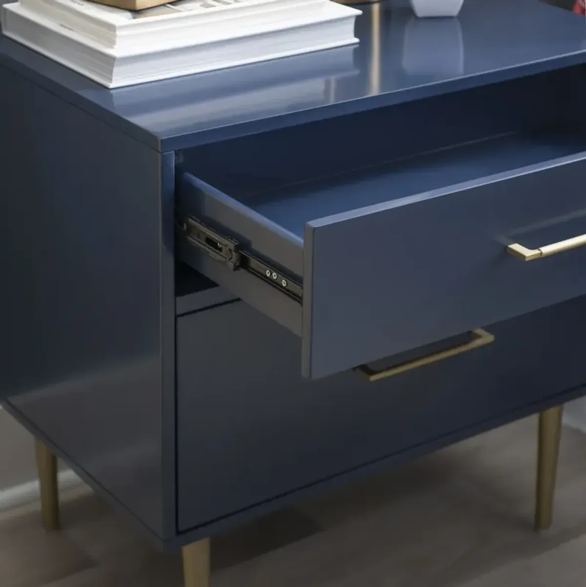 Linon Gloria 2-Drawer Night Stand Navy