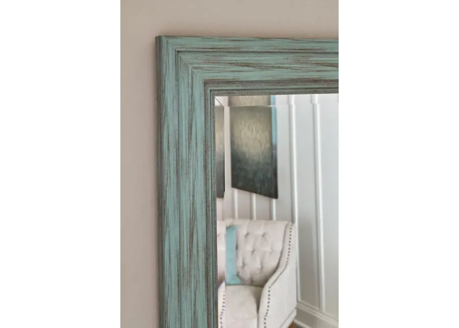 JACEE FLOOR MIRROR ANTIQUE TEAL SIGNATURE DESIGN