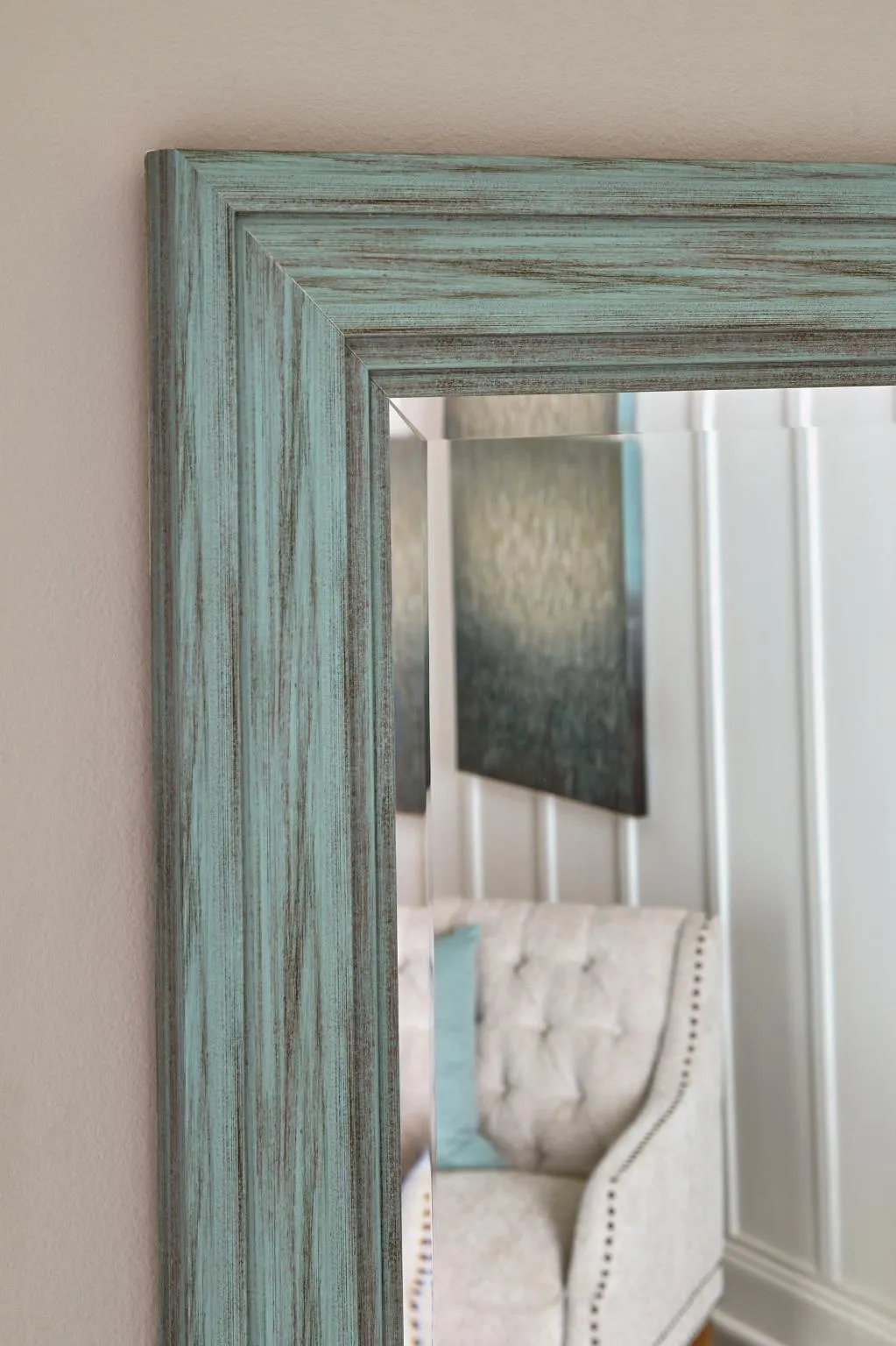 JACEE FLOOR MIRROR ANTIQUE TEAL SIGNATURE DESIGN